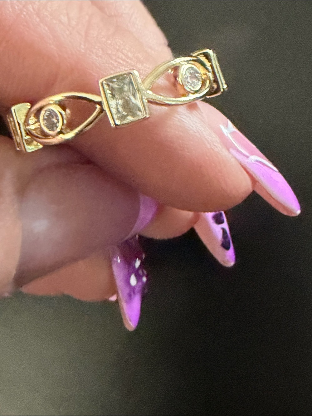 Gold Filled AAA CZ Evil Eye Style Ring Size 9